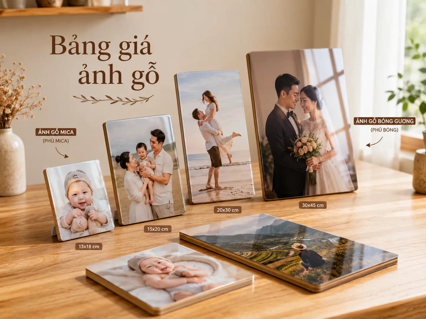 Bảng giá ảnh gỗ mica và ảnh gỗ tráng gương mới nhất tại Inanh24h