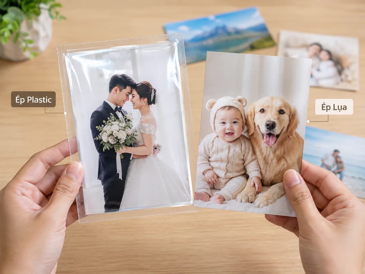 In ảnh 10x15cm ép Plastic/ép Lụa sắc nét, lấy nhanh