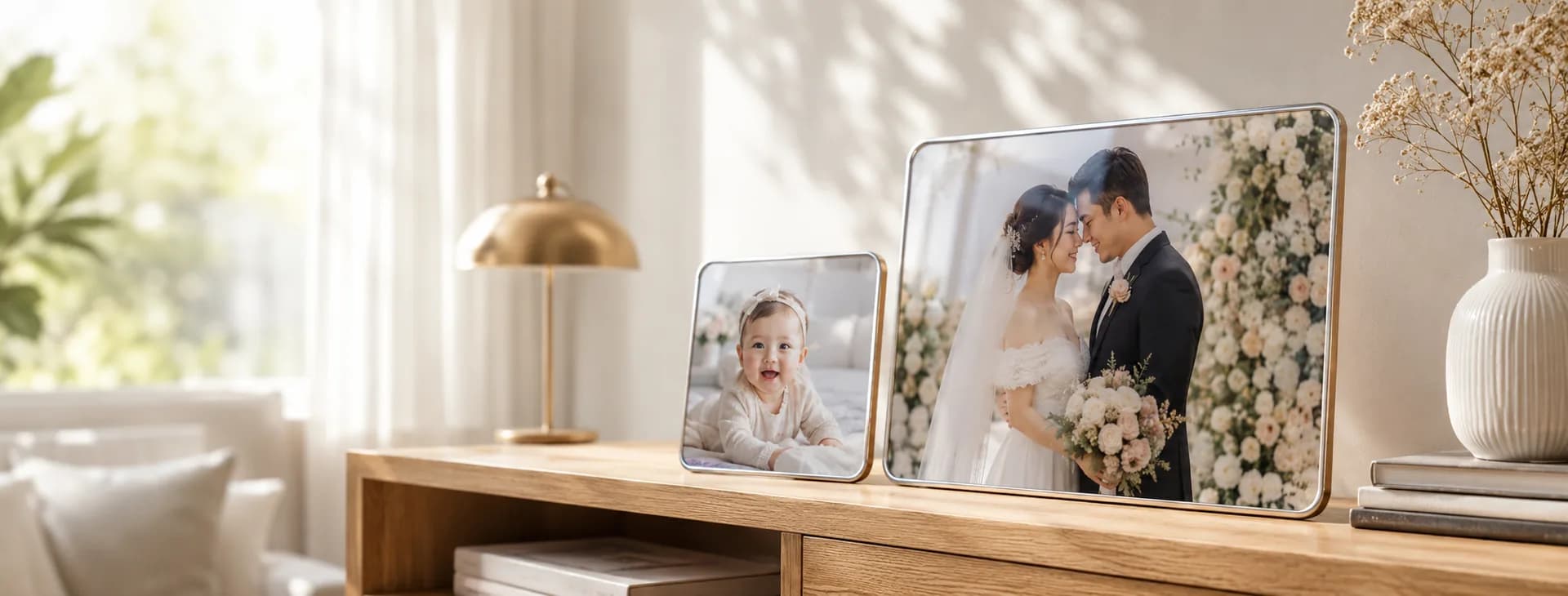 Banner ảnh gỗ mica sang trọng làm quà tặng kỷ niệm